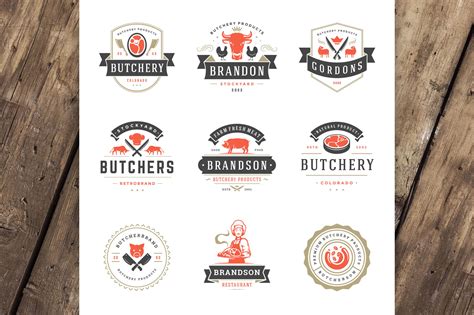 18 Meat Food Logos And Badges By Vasya Kobelev Thehungryjpeg