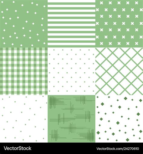 Set green cute seamless patterns Royalty Free Vector Image