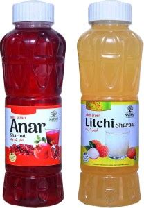 NATRAJ The Right Choice Anar Sharbat Litchi Sharbat Syrup Pack Of 2