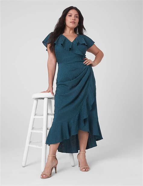 Short Sleeve Ruffle Jacquard Midi Dress Lanebryant Lane Bryant