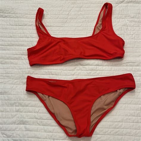 J Crew Swim J Crew Scoop Neck Swim Red Bikini Top Xl Bottoms L Poshmark