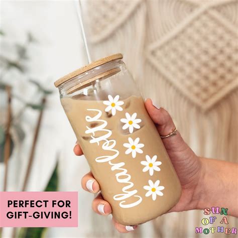 Personalized Daisy Iced Coffee Cup Bridesmaid Proposal Bachelorette