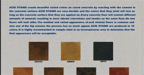 Eagle Acid Stain Color Chart