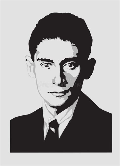 Franz Kafka Sketch Style Vector Portrait Isolated Stock Illustration