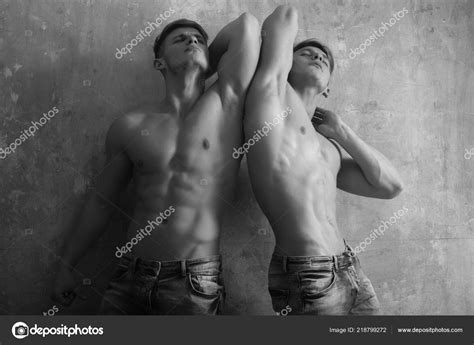 Men Twins Posing With Strong Naked Torso Stock Photo Tverdohlib 218799272