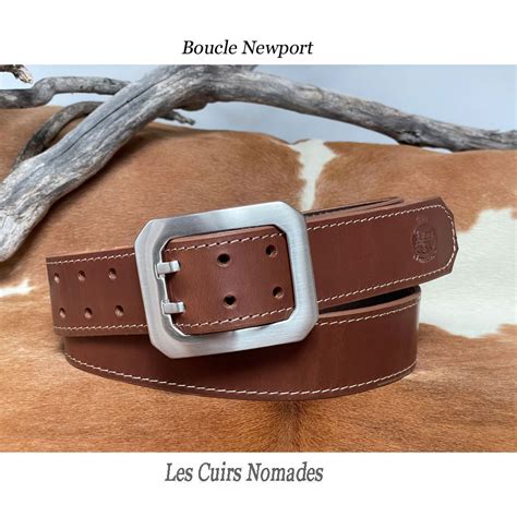 Ceinture Cuir Surpiqu E Largeur Cm Boucle Newport Doubles Ardillons