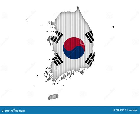 Mapa E Bandeira De Coreia Do Sul Ilustração Stock Ilustração de