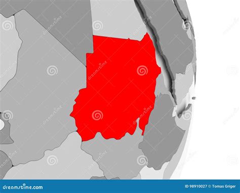 Sudan On Grey Political Globe Stock Illustration Illustration Of Grey