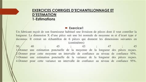 SOLUTION Exercices corriges d échantillonnage et d estimation Studypool