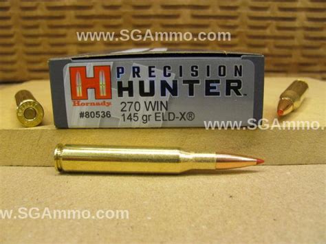 20 Round Box 270 Win 145 Grain ELD X Hornady Precision Hunter Ammo