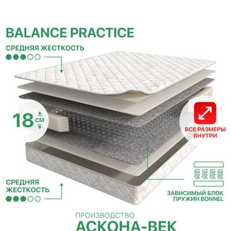 Матрас ASKONA Balance Practice / Баланс Практис, Зависимые пружины, 80 ...