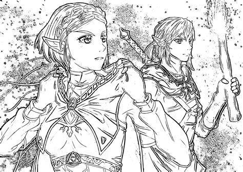 Zelda And Link Coloring Pages