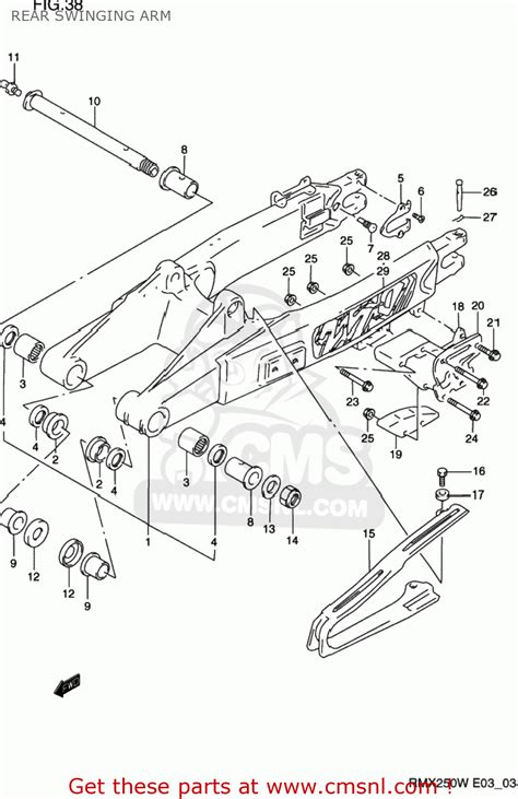 Suzuki RMX250 1997 V USA E03 REAR SWINGING ARM Buy Original REAR