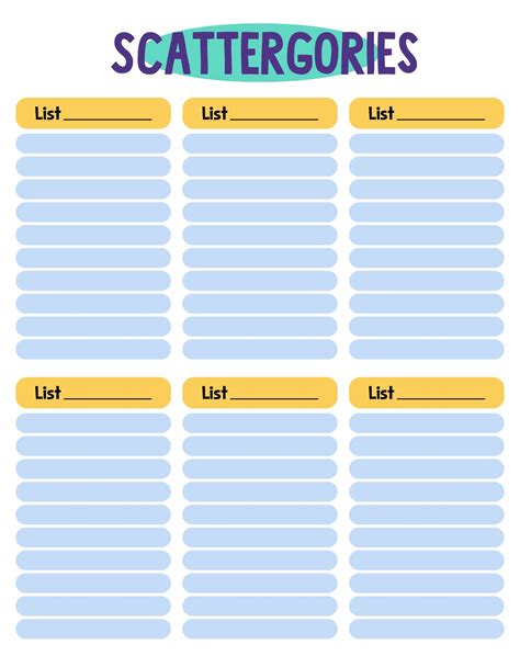 Scattergories Sheets - 10 Free PDF Printables | Printablee 