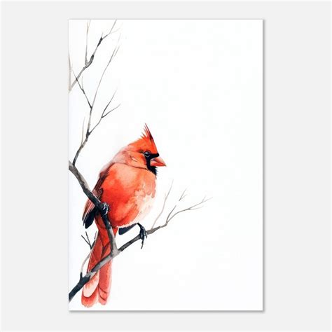 Cardinal Watercolor Print Bird Painting Winter Modern Home Decor ...