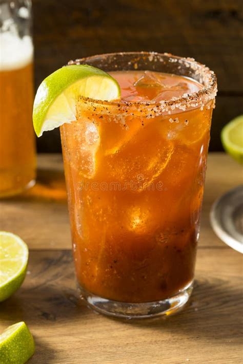 Homemade Mexican Michelada Beer Cocktail Stock Photo - Image of table ...