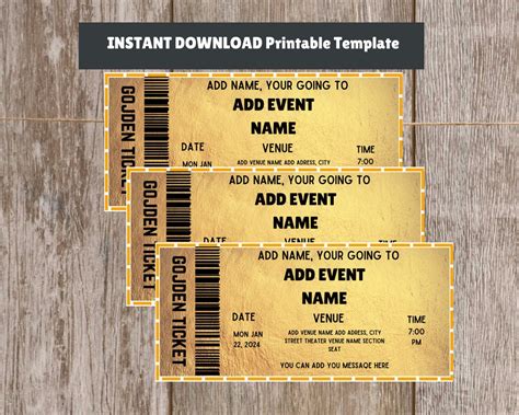 Golden Ticket Template, Golden Ticket, Ticket Template, Golden Birthday ...