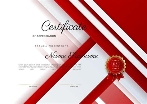 Premium Vector Certificate Template Design With Red Modern Elegant