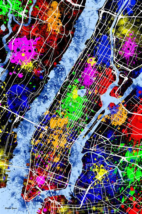 New York City Map Digital Art By Stephen Younts Pixels