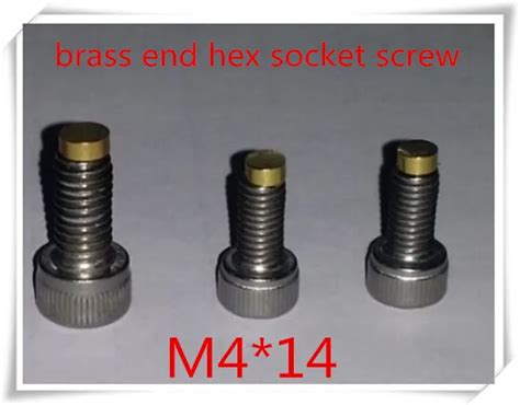 20pcs Lot Din912 M4 M4 14 Brass Head Screw Stainless Steel Hex Socket Cap Screw With Brass End