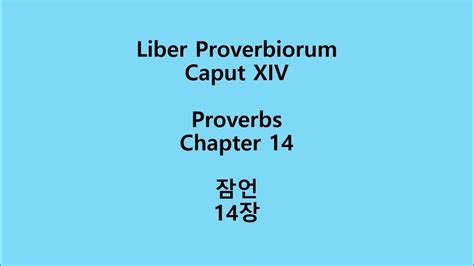 잠언 14 라틴어 성경 Proverbs 14 Neo Vulgate Latin Bible Liber Proverbiorum