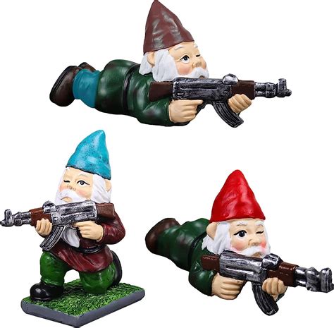 Nezababy Military Gnomes Funny Army With Guns Ak47 Garden