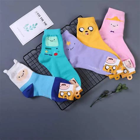 Women Cartoon Character Cotton Socks Art Female Character Patterend ...