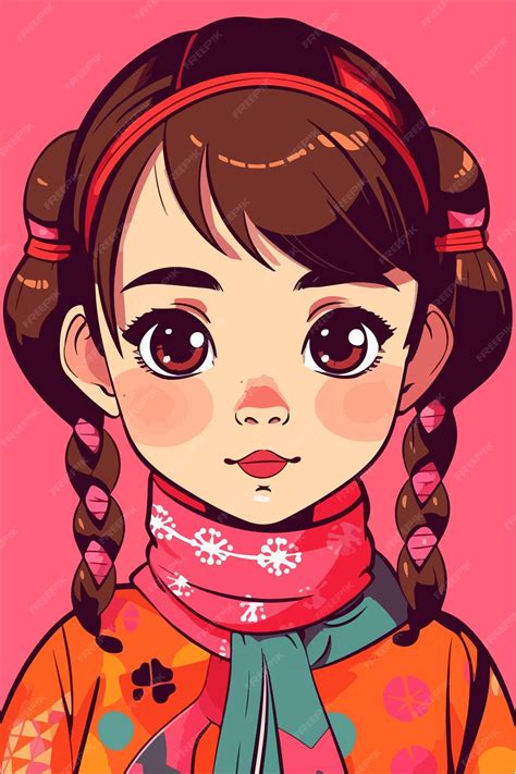 Premium Vector Cute Little Kawaii Girl Illustration Flat Colors