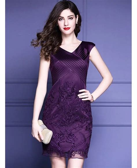 Unique Embroidered Navy Cocktail Dress For Women Wedding Guests Zl8058