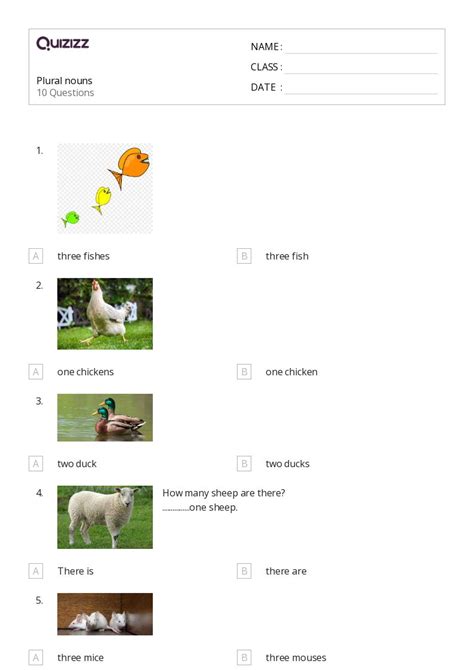 50 Plural Nouns Worksheets For 5th Class On Quizizz Free And Printable