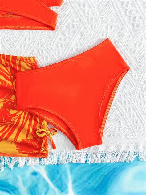 SHEIN 1 conjunto Conjunto Maiô Bikini Envolvente para Meninas Adolescentes 1 peça Saia