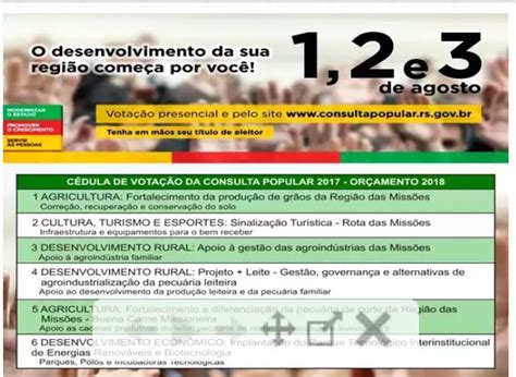 Vota O Da Consulta Popular Do Rio Grande Do Sul Acontece Nesta Semana