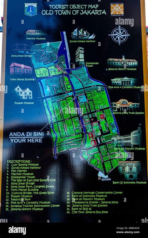 A Colourful Street Map Of Old Town Jakarta Jakarta Indonesia Stock