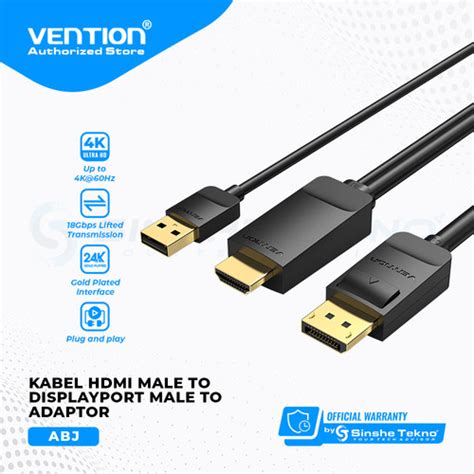 Jual Vention Kabel Hdmi To DP Display Port Male High Quality ABJ 1 5