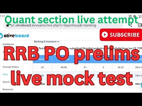 Rrb Po Prelims Live Mock Test Score In Oliveboard Prelims