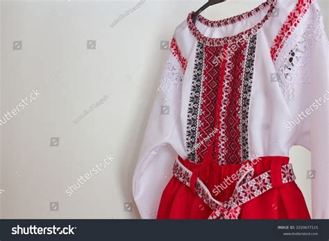 Ukrainian Dress Embroideryred Embroidery Dress Little Stock Photo ...