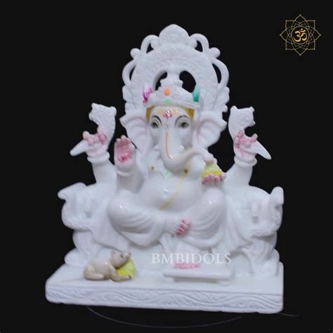 Double Kiran Marble Ganesh Statue In 12inches With Four Hands Bmbidols