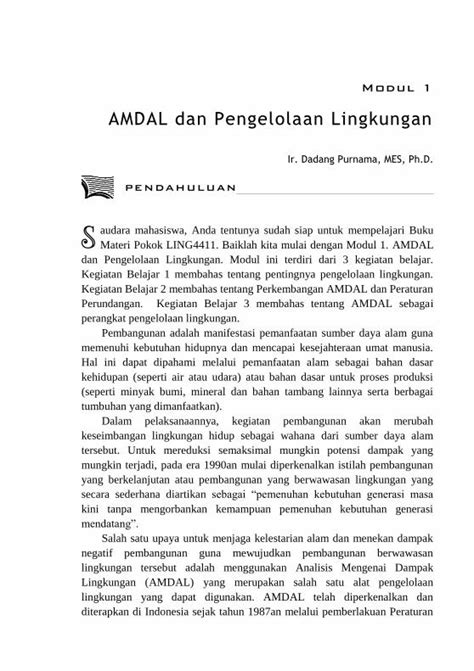 PDF AMDAL Dan Pengelolaan Lingkungan Universitas Terbuka FileSalah