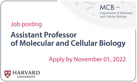 MCB Has An Assistant Professor Search Underway Apply Harvard