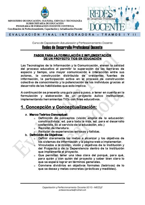 Curso de Capacitación Docente Evaluación Final Capacitación y