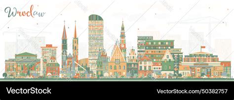 Wroclaw poland city skyline with color buildings Vector Image