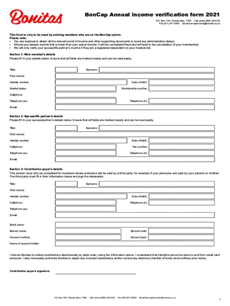 Fillable Online Boncap Income Verification Form Affordable