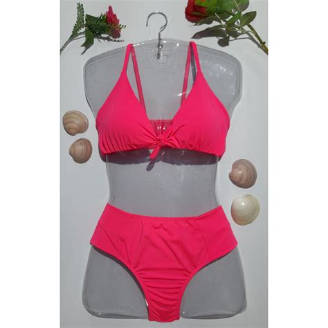 Biqu Ni Conjunto Top De Amarra O Na Frente Bojo Remov Vel E Calcinha Hot Pants Fio Duplo