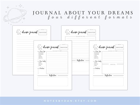 Printable Dream Journal Template, Dream Analysis and Sleep Tracker PDF ...