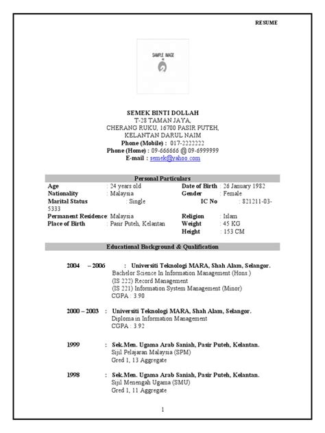 Contoh Resume Yang Lengkap Archive Information Science