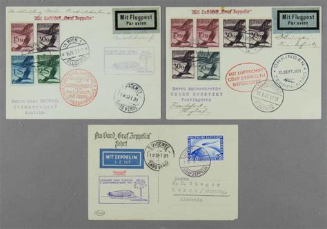 At Auction Airship Graf Zeppelin Flown Postcards