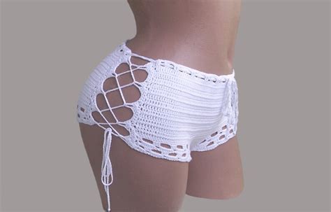 Crochet Lace Beach Shorts Crochet Bikini Shorts Sexy White Etsy