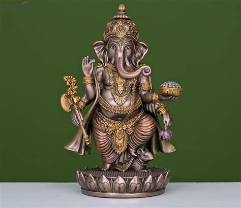 Buy Standing Bronze Ganesh Ji Murti Online in India at Best Price ...