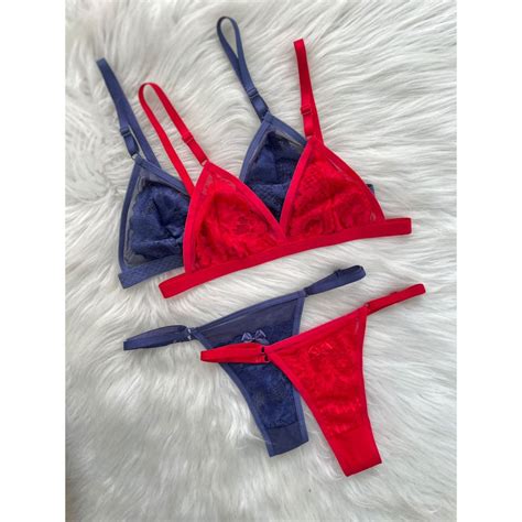 Lingerie Sexy Conjunto Sutiã Sem Bojo Em Tule Transparência Calcinha Regulagem Shopee Brasil