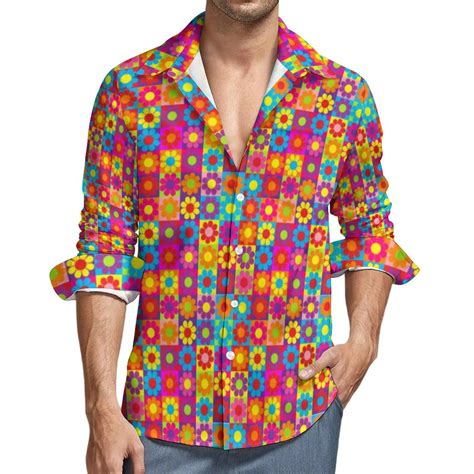 Chemise Manches Longues Imprim Floral R Tro Pour Hommes Chemises Carr